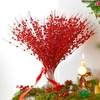 image:imageJoiedomi 24 Pcs Christmas Tree Berry Stem Silver Decorative Bead Sticks Glittery Twigs Picks Branches for Christmas Tree Small Vase Holiday Wedding Party 17 Inches SilverRed