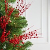 image:imageJoiedomi 24 Pcs Christmas Tree Berry Stem Silver Decorative Bead Sticks Glittery Twigs Picks Branches for Christmas Tree Small Vase Holiday Wedding Party 17 Inches SilverRed