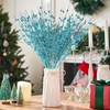 image:imageJoiedomi 24 Pcs Christmas Tree Berry Stem Silver Decorative Bead Sticks Glittery Twigs Picks Branches for Christmas Tree Small Vase Holiday Wedding Party 17 Inches SilverLight Blue