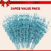 image:imageJoiedomi 24 Pcs Christmas Tree Berry Stem Silver Decorative Bead Sticks Glittery Twigs Picks Branches for Christmas Tree Small Vase Holiday Wedding Party 17 Inches SilverLight Blue