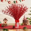 image:imageJoiedomi 24 Pcs Christmas Tree Berry Stem Silver Decorative Bead Sticks Glittery Twigs Picks Branches for Christmas Tree Small Vase Holiday Wedding Party 17 Inches SilverRed
