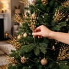 image:imageJoiedomi 24 Pcs Christmas Tree Berry Stem Silver Decorative Bead Sticks Glittery Twigs Picks Branches for Christmas Tree Small Vase Holiday Wedding Party 17 Inches SilverChampagne