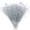 image:imageJoiedomi 24 Pcs Christmas Tree Berry Stem Silver Decorative Bead Sticks Glittery Twigs Picks Branches for Christmas Tree Small Vase Holiday Wedding Party 17 Inches SilverSilver