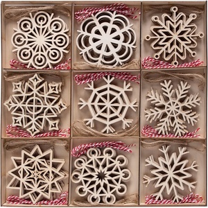 image:imageJOIEDOMI 36 Pcs Christmas Snowflake Wooden Ornaments Xmas Unfinished Wood Snowflake Cutouts DIY Ornaments for Crafts Christmas Tree Hanging Decoration Indoor Holidays Rustic Embellishments