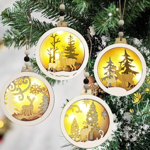 image:imageJOIEDOMI 4 Pcs LED Wooden Christmas Ornaments  Hanging Reindeer for IndoorOutdoor Holidays Party Decoration Tree Events and Christmas
