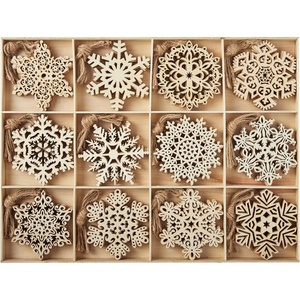 image:imageJOIEDOMI 60pcs Christmas Wooden Snowflake Hanging Ornaments Snowflakes Christmas Ornaments for Holidays Christmas Tree Decoration Christmas Party Holiday Decor