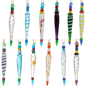 image:imageJOYIN 12Pcs Colorful Christmas Icicle Glass Ornaments Christmas Tree Decorations in 12 Different Designs 3537 Xmas Tree Hanging Decorations