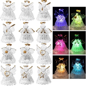 image:imageJOYIN Christmas Set of 12Pcs Spun Angel Ornament Clear Angel Hanging Ornaments with LED Lights for Christmas Tree Decorations Xmas Party Favor