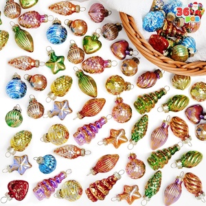 image:imageJoiedomi 36 Pcs Christmas Vintage Glass Ornaments Retro Glitter Colorful Glass Mini Ornament for Christmas Tree Decorations Antique Hanging Decoration for Present Indoor Outdoor Party
