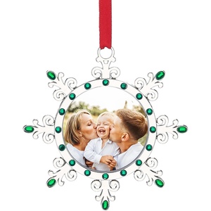 image:imageJoiedomi Christmas Photo Ornament Snowflake Tree Decoration Photo Frame Family Ornaments with Green Gems for Christmas Decorations House warmingsGreen