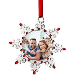 image:imageJoiedomi Christmas Photo Ornament Snowflake Tree Decoration Photo Frame Family Ornaments with Green Gems for Christmas Decorations House warmingsRed