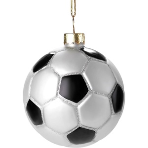 image:imageJoiedomi Christmas Volleyball Glass Small Ornament Sports Ball Glass Blown Mini Ornament Boys Sports Decorations for Xmas Gift Holiday Party Favor Indoor DecorationSoccer