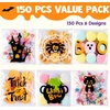 image:imageJOYIN 150 PCS Halloween Cellophane Treat Bags Self Adhesive Clear Cookie and Candy Bags for Kids Trick or Treating Small Goodie Gift Ziplock Bag Bulk for Halloween Party Favors Supplies in 6 Designs