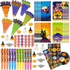 image:imageJOYIN 144 Pieces 24 Pack Assorted Halloween Themed Stationery Kid Gift Set Trick Treat Prize Party Favor Toy Including Halloween Coloring Marker Ruler Sticker Stamp and Eraser in Trick or Treat Bag
