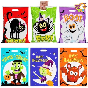 image:imageJOYIN 72 PCS Halloween Candy Bags for Trick or Treat Plastic Goodie Gift Bag with 6 Designed Characters for Kids Party Favors Treat Party Supplies72 Count Pack of 1