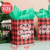 image:imageJOYIN 18 PCS Christmas White Kraft Bags with Handles Red and Black Present Holiday Paper Gift Bags for Classroom Party Favors Wrapping Presents Holiday Wedding Gift Decor 10 x 8 x 44