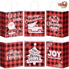 image:imageJOYIN 18 PCS Christmas White Kraft Bags with Handles Red and Black Present Holiday Paper Gift Bags for Classroom Party Favors Wrapping Presents Holiday Wedding Gift Decor 10 x 8 x 44