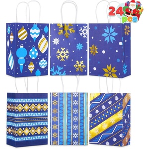 image:imageJOYIN 24 Christmas Kraft Gift Bags for Classrooms and Party Favors Holiday Goody Gift Bags for Xmas Present Wrapping Christmas Decorations Party Supplies Decor 102 x 42 x 63 Blue