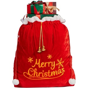 image:imageJOYIN Christmas Large Gift Bags 31 x 27 with Cord Drawstring Red Santa Sack for Indoor Xmas Give Decoration Large Velvet Santa Claus Bag Costume for present Dcor Giant Presents Gifts Wrap