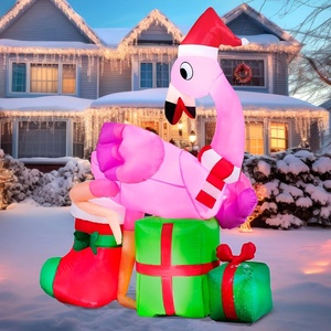 image:imageJoiedomi 6 FT Christmas Flamingo with Gift Box Inflatable Decorations with Buildin LEDs Blow Up Elegant Flamingo Inflatables for Xmas Party Indoor Outdoor Yard Garden Lawn Dcor Holiday SeasonFlamingo with Gift Box