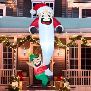 image:imageJoiedomi 6 FT Christmas Inflatables Outdoor Decorations Inflatable Hanging Elf Dragging Santa Beard with LEDs Blow Up Santa with Falling Elf for Xmas Decor Yard Outside Garden Holiday Party Decor