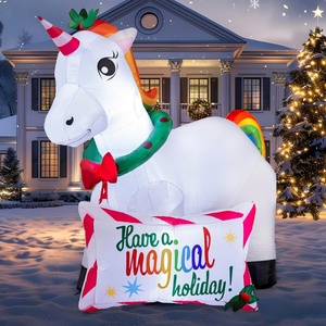 image:imageJoiedomi 6 FT Long Christmas Inflatable Magical Unicorn with Buildin LEDs Blow Up Inflatables for Christmas Party Indoor Outdoor Yard Garden Lawn Winter Decorations
