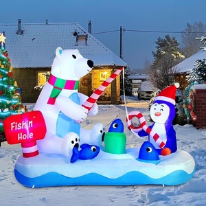 image:imageJoiedomi 6 FT Long Christmas Inflatable North Pole with Buildin LEDs Blow Up Inflatable Polar Bears amp Penguin for Xmas Party Indoor Outdoor Yard Garden Lawn Dcor Holiday Season DecorationsFishing Bear