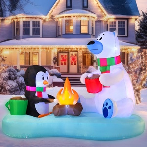 image:imageJoiedomi 6 FT Long Christmas Inflatable North Pole with Buildin LEDs Blow Up Inflatable Polar Bears amp Penguin for Xmas Party Indoor Outdoor Yard Garden Lawn Dcor Holiday Season DecorationsFire Bear