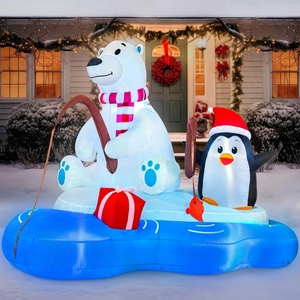 image:imageJoiedomi 6 FT Long Christmas Inflatable North Pole with Buildin LEDs Blow Up Inflatable Polar Bears amp Penguin for Xmas Party Indoor Outdoor Yard Garden Lawn Dcor Holiday Season DecorationsHappy Bear