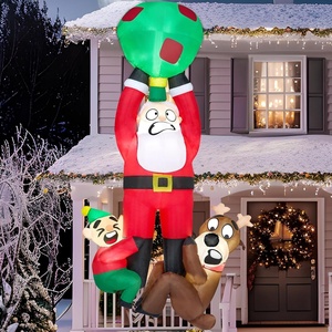 image:imageJoiedomi 8 FT Tall Hanging Christmas Inflatable Outdoor Decoration Christmas Blow Up Santa with Reindeer Elf Inflatable Inflatable Climbing Santa for Christmas Roof Decor Christmas Yard Decor