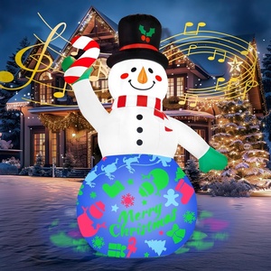 image:imageJoiedomi Christmas Snowman Inflatables Outdoor Decor Christmas Inflatable Snowman with Music and Rotating Colorful Light Blow Up Decoration for Xmas Party Outdoor Yard Garden Lawn Dcor