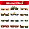 image:imageJOYIN 12 Pcs Christmas 3D Diffraction Paper Glasses Xmas Eyeglasses with 12 Frame Designs amp 6 Glass Patterns 3D Glasses with Diffraction Effect for Light Adult Kid Xmas Accessory Party Favor Props