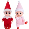 image:imageJOYIN 2PCS Christmas Elf Plush Doll Red and Green Tiny Elf Doll with Clothes and Belt Pattern Soft Plush Accessories for Christmas Holiday Decorations DressUp PartyRed Pink