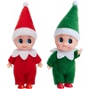 image:imageJOYIN 2PCS Christmas Elf Plush Doll Red and Green Tiny Elf Doll with Clothes and Belt Pattern Soft Plush Accessories for Christmas Holiday Decorations DressUp PartyRed Green