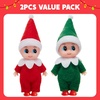 image:imageJOYIN 2PCS Christmas Elf Plush Doll Red and Green Tiny Elf Doll with Clothes and Belt Pattern Soft Plush Accessories for Christmas Holiday Decorations DressUp PartyRed Green