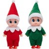 image:imageJOYIN 2PCS Christmas Elf Plush Doll Red and Green Tiny Elf Doll with Clothes and Belt Pattern Soft Plush Accessories for Christmas Holiday Decorations DressUp PartyRed Green