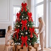 image:imageJOYIN 3PCS Big Red Velvet Christmas Bows 307 Long by 106 Wide Giant Velvet Decor for Christmas Tree Large Wreath Bows Indoor Outdoor Holiday Xmas Decorations