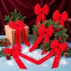 image:imageJOYIN 3PCS Big Red Velvet Christmas Bows 307 Long by 106 Wide Giant Velvet Decor for Christmas Tree Large Wreath Bows Indoor Outdoor Holiday Xmas Decorations
