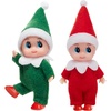image:imageJOYIN 2PCS Christmas Elf Plush Doll Red and Green Tiny Elf Doll with Clothes and Belt Pattern Soft Plush Accessories for Christmas Holiday Decorations DressUp PartyRed Green