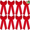 image:imageJOYIN 3PCS Big Red Velvet Christmas Bows 307 Long by 106 Wide Giant Velvet Decor for Christmas Tree Large Wreath Bows Indoor Outdoor Holiday Xmas Decorations