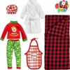 image:imageJOYIN 6 PCS Christmas Doll Clothes Christmas Doll Sleeping Bag Apron Bathrobes and Hat for Holiday Outfits Accessories Decorations