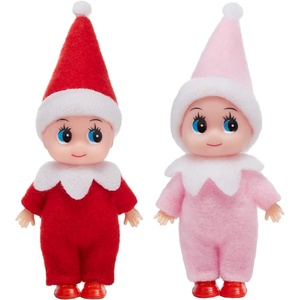 image:imageJOYIN 2PCS Christmas Elf Plush Doll Red and Green Tiny Elf Doll with Clothes and Belt Pattern Soft Plush Accessories for Christmas Holiday Decorations DressUp PartyRed Pink