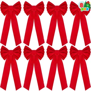 image:imageJOYIN 3PCS Big Red Velvet Christmas Bows 307 Long by 106 Wide Giant Velvet Decor for Christmas Tree Large Wreath Bows Indoor Outdoor Holiday Xmas Decorations