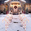 image:imageJoiedomi 12 Pcs Christmas Candy Cane Pathway Markers Lights 17 Stakes Lights with Red Waterproof Outdoor Decorations for Holiday Xmas IndoorYard Walkway Lawn Garden DecorWarm Light