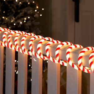 image:imageJoiedomi 40FT LED Candy Cane Rope Lights Waterproof Outdoor 360 LED Christmas Decor Lights for Garden Yard Party Xmas Christmas Holiday Decorations Red amp Cool WhiteRed  Warm White