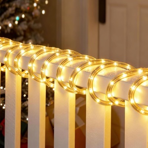 image:imageJoiedomi 40FT LED Candy Cane Rope Lights Waterproof Outdoor 360 LED Christmas Decor Lights for Garden Yard Party Xmas Christmas Holiday Decorations Red amp Cool WhiteWarm White