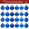 image:imageJOIEDOMI 24 Pcs Pink Christmas Balls Ornaments Set 16 Small Shatterproof Christmas Tree Ornaments Xmas Hanging Balls Decorations for Tree Wreath Garland Holiday Wedding Party Indoor DecorBlue