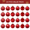 image:imageJOIEDOMI 24 Pcs Pink Christmas Balls Ornaments Set 16 Small Shatterproof Christmas Tree Ornaments Xmas Hanging Balls Decorations for Tree Wreath Garland Holiday Wedding Party Indoor DecorRed