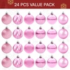 image:imageJOIEDOMI 24 Pcs Pink Christmas Balls Ornaments Set 16 Small Shatterproof Christmas Tree Ornaments Xmas Hanging Balls Decorations for Tree Wreath Garland Holiday Wedding Party Indoor DecorPink