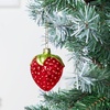 image:imageJoiedomi Peach Mini Christmas Ornaments Fruit Blown Glass Small Ornament for Christmas Tree Hanging Outdoor Decorations Indoor Xmas Party Favors Supplies Cute Presents GiftsStrawberry